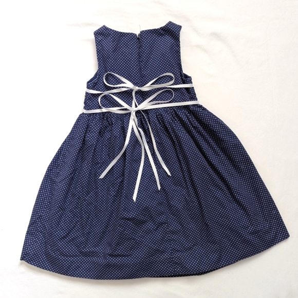 Navy Blue Polka Dot 2T Toddler Dress Sleeveless Birthday Wedding Charter Club - Picture 4 of 7